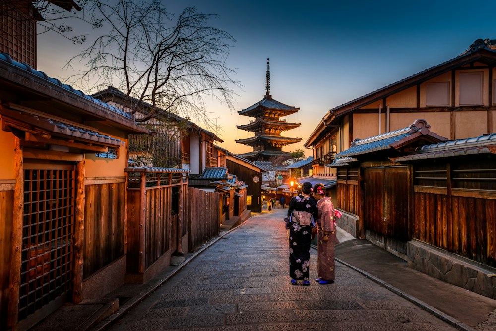 Traditional Japanese street and architecture